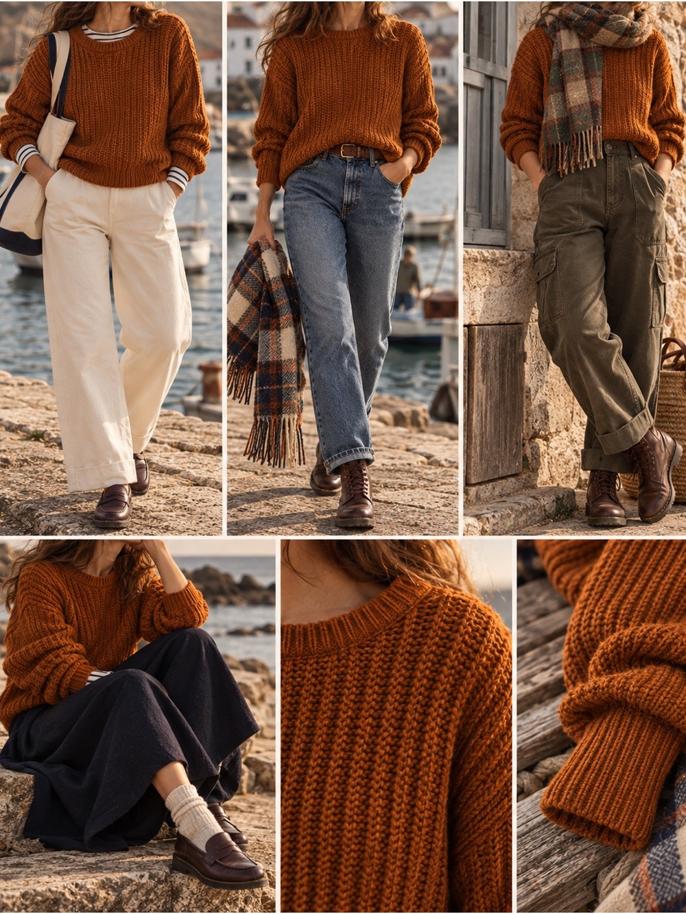 Made in Italy 70% Wool Chunky Rust Knit Sweater